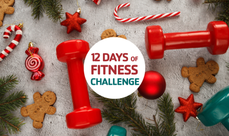 12 days of fitness banner with Christmas theme 