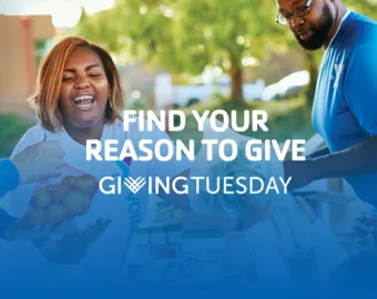 Giving Tuesday banner showing family shopping 