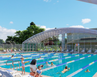 rendering of outdoor pool with dynadome over top 