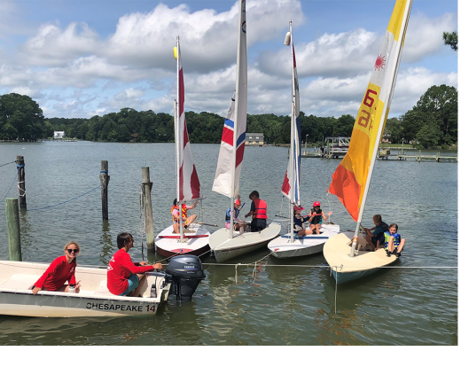 children learning how to sail a sailboat