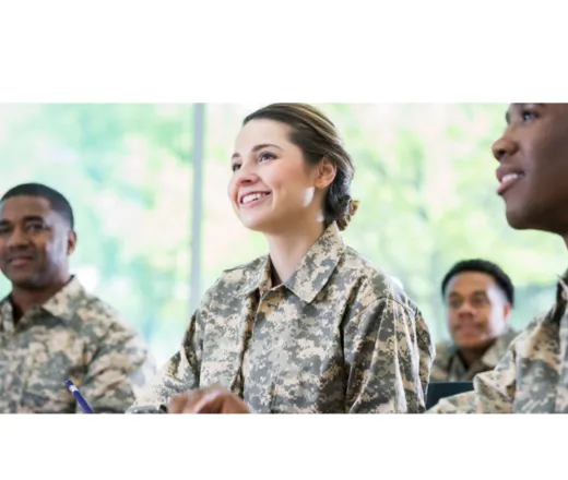 Smiling military women