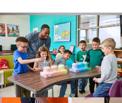 Kids doing experiment in before and after school program.