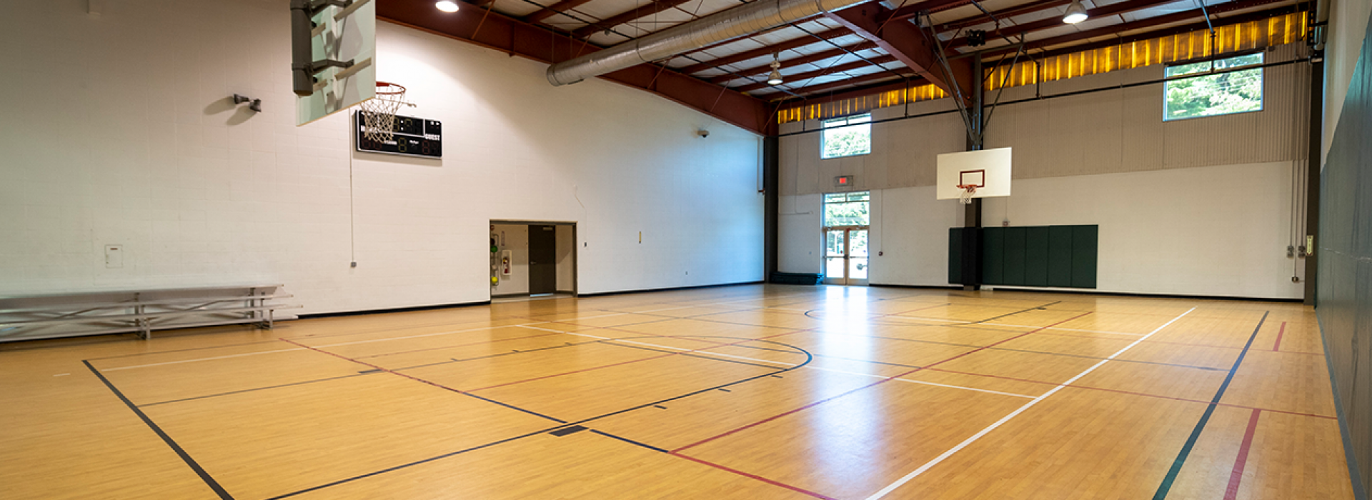 Gymnasium with basketball hoops