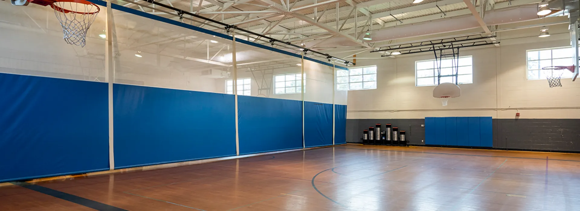 Gymnasium with basketball hoops