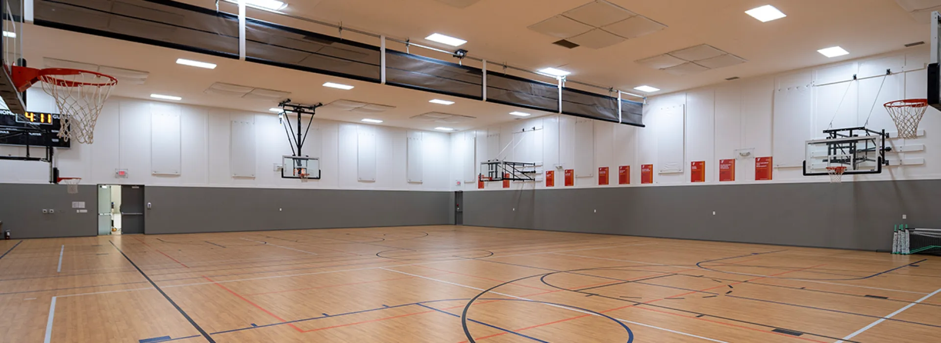 Gymnasium with basketball hoops