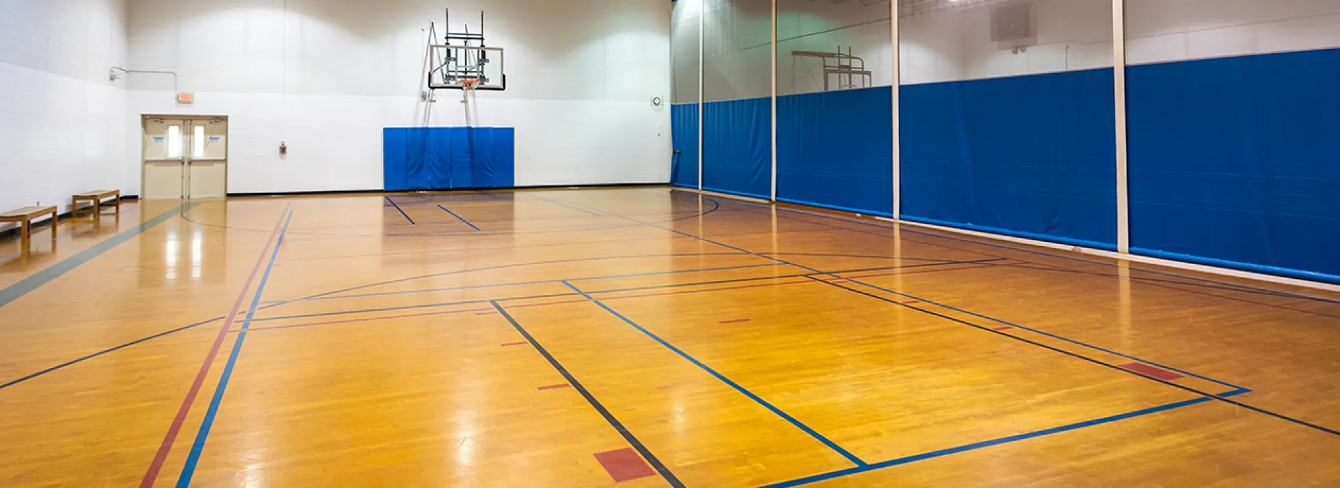 Gymnasium with basketball hoops