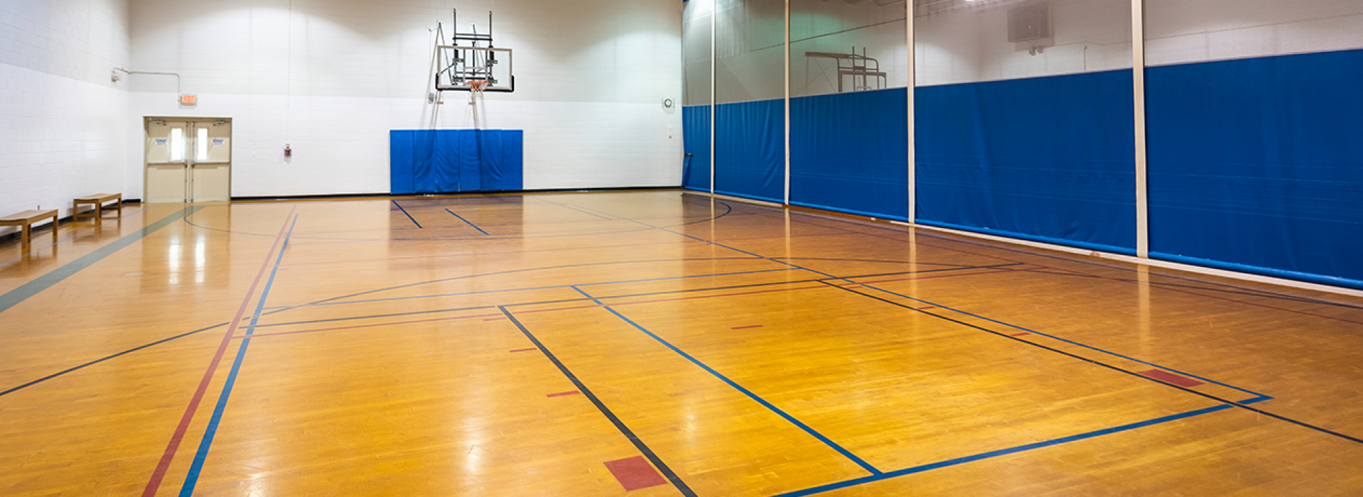 Gymnasium with basketball hoops